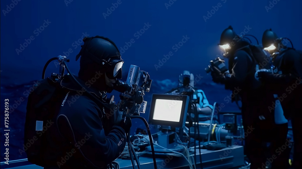 Underwater workers. Underwater workers.
