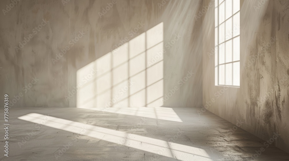 Sunlight creates a geometric pattern on a blank wall. Sunlight creates a geometric pattern on a blank wall.