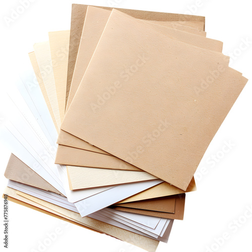 Stack of Different Colored Papers, Isolated on a Transparent Background