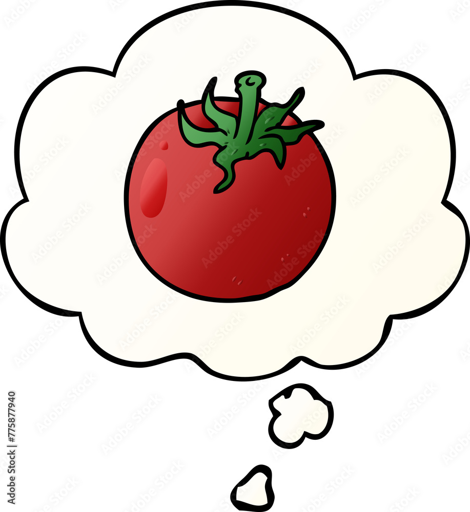 cartoon tomato with thought bubble in smooth gradient style cartoon tomato with thought bubble in smooth gradient style