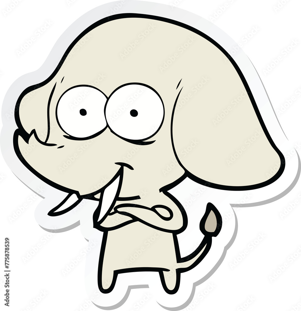 sticker of a happy cartoon elephant sticker of a happy cartoon elephant