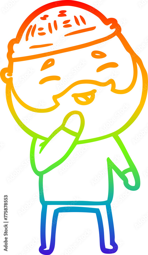 rainbow gradient line drawing of a cartoon happy bearded man rainbow gradient line drawing of a cartoon happy bearded man