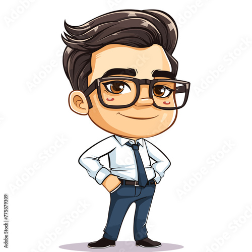 vector character man in a shirt and glasses on a white background .Generative AI