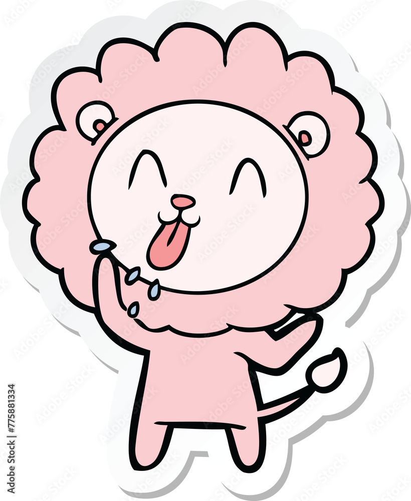 sticker of a happy cartoon lion sticker of a happy cartoon lion