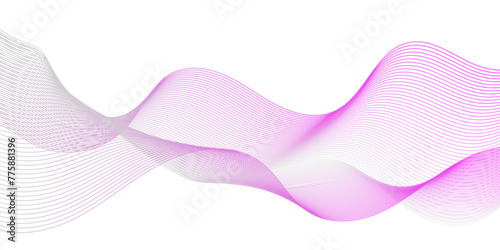 Vector Abstract crave wavy thin blend line on pink and white gradient Technology, data science, geometric border. Isolated on white wave element for design background.