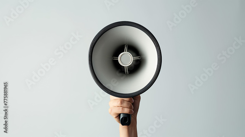Direct isolated shot into the cone of a megaphone, illustrating the front view and emphasizing focus and attention