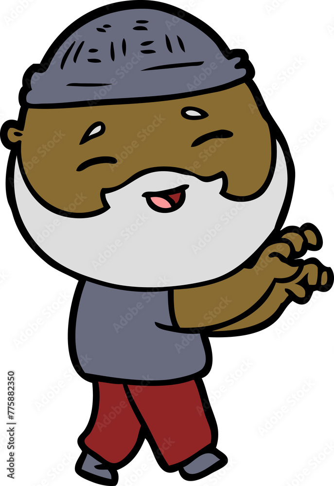 cartoon happy bearded man