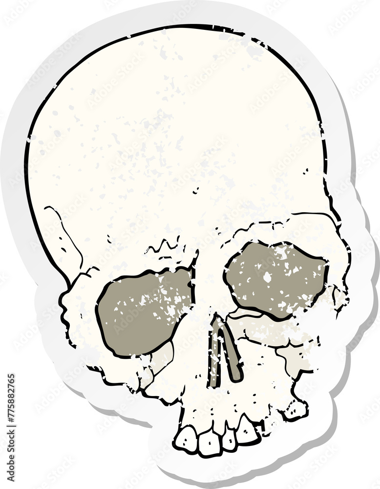 retro distressed sticker of a cartoon spooky old skull retro distressed sticker of a cartoon spooky old skull