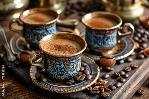 Bitter Arabic coffee traditional. Food culture. Generate Ai