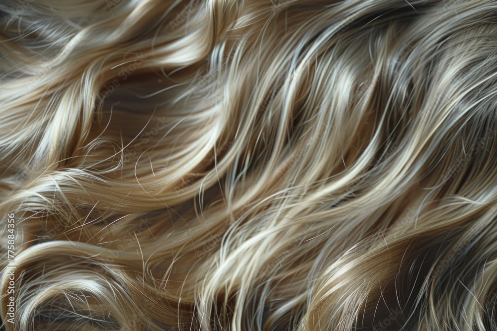 Naklejka premium Close up of a woman's long blonde hair, suitable for beauty or haircare concepts
