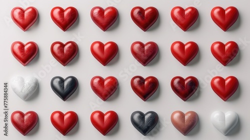Collection of hearts in various colors, perfect for love-themed designs