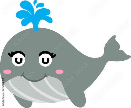 cute whale cartoon  sea animal