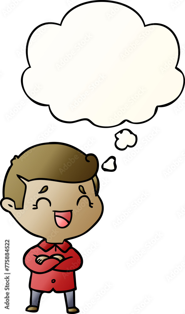 cartoon laughing man with thought bubble in smooth gradient style cartoon laughing man with thought bubble in smooth gradient style