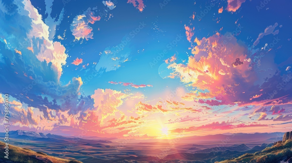 Beautiful sunset painting, perfect for home decor