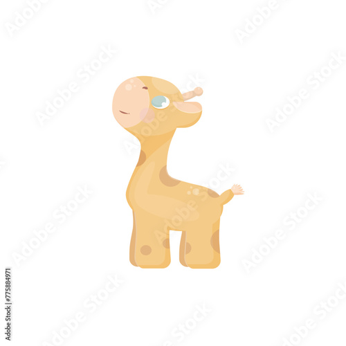 Cute orange toy giraffe for baby. Vector illustration