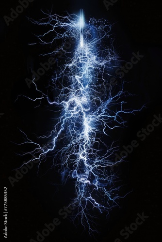 A striking lightning bolt against a black background. Suitable for weather and power related concepts