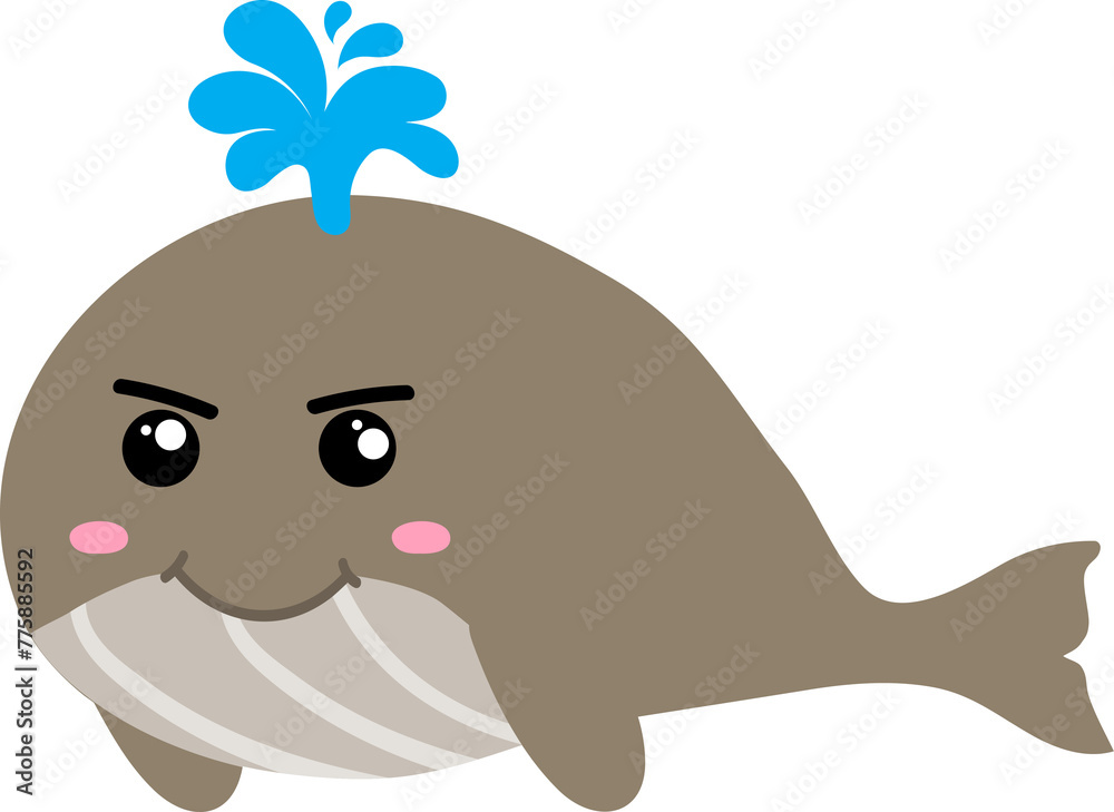 cute whale cartoon, sea animal