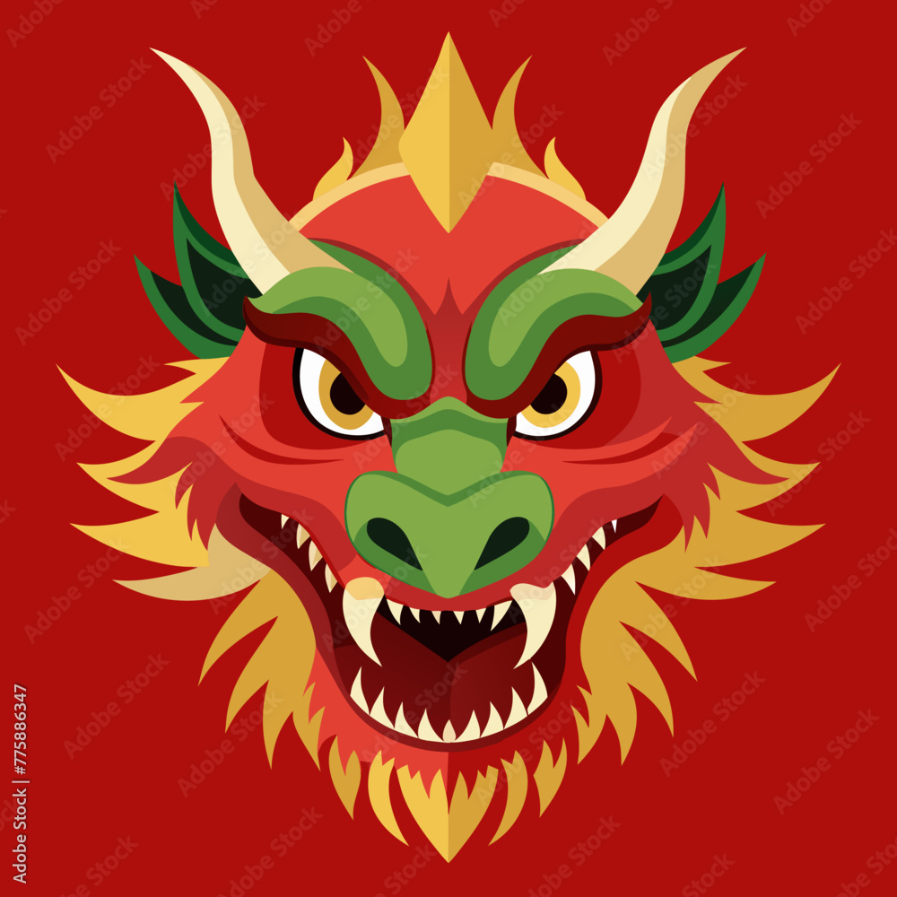 logo--chinese-dragon-s-head--simple-illustration