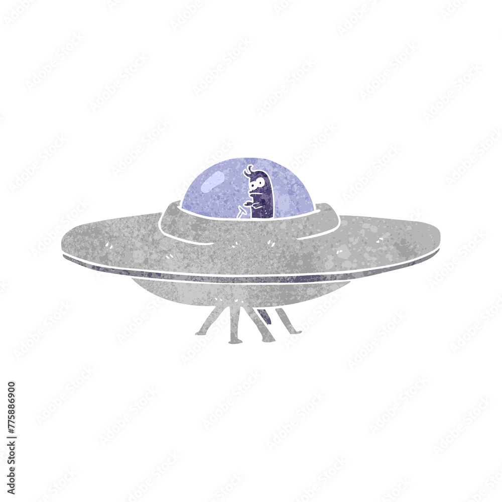 freehand retro cartoon flying saucer freehand retro cartoon flying saucer