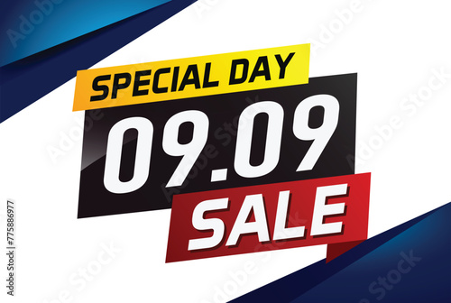 9.9 Special day sale word concept vector illustration with ribbon and 3d style for use landing page, template, ui, web, mobile app, poster, banner, flyer, background, gift card, coupon

