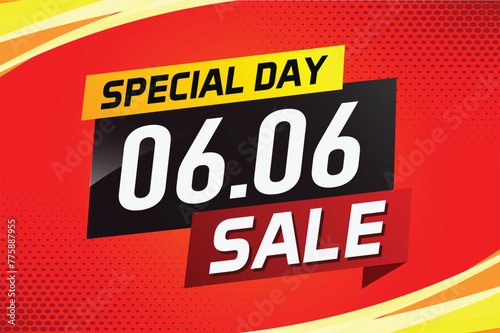 6.6 Special day sale word concept vector illustration with ribbon and 3d style for use landing page, template, ui, web, mobile app, poster, banner, flyer, background, gift card, coupon

