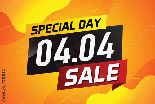 4.4 Special day sale word concept vector illustration with ribbon and 3d style for use landing page, template, ui, web, mobile app, poster, banner, flyer, background, gift card, coupon


