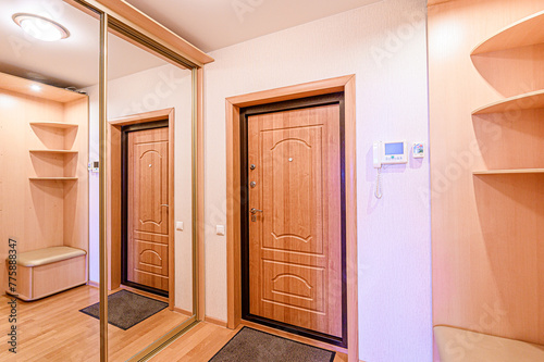 standard room interior apartment. room doors, renovation corridor lobby entrance hall