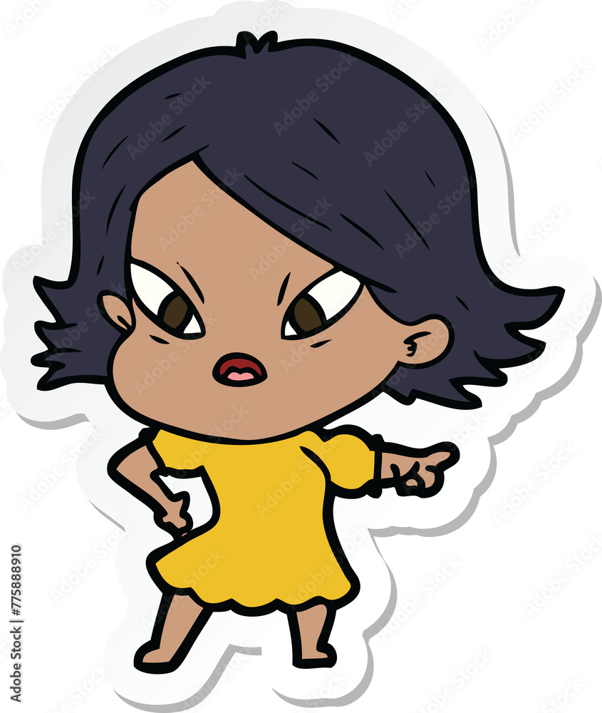 sticker of a cartoon stressed woman sticker of a cartoon stressed woman