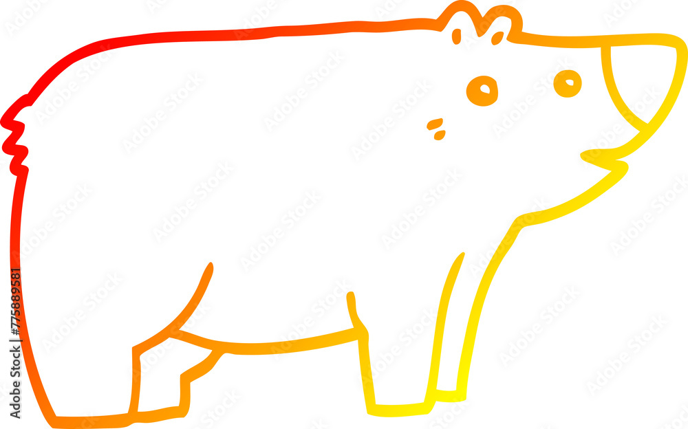 warm gradient line drawing of a cartoon bear warm gradient line drawing of a cartoon bear