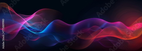 Abstract background with colorful wavy lines on dark black background