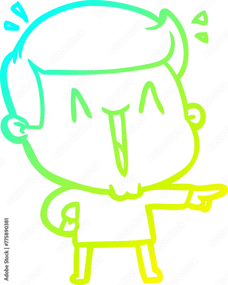cold gradient line drawing of a cartoon excited man cold gradient line drawing of a cartoon excited man