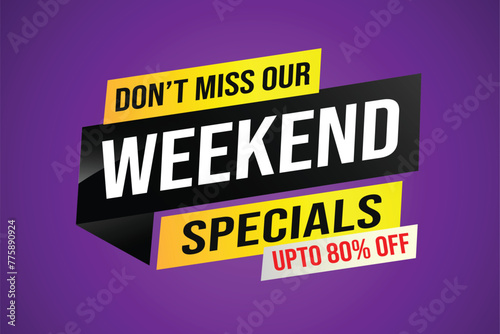 weekend specials word concept vector illustration and 3d style, landing page, template, ui, web, mobile app, poster, banner, flyer, background, gift card, coupon, label, wallpaper


