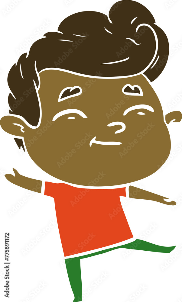 Fototapeta premium happy flat color style cartoon man