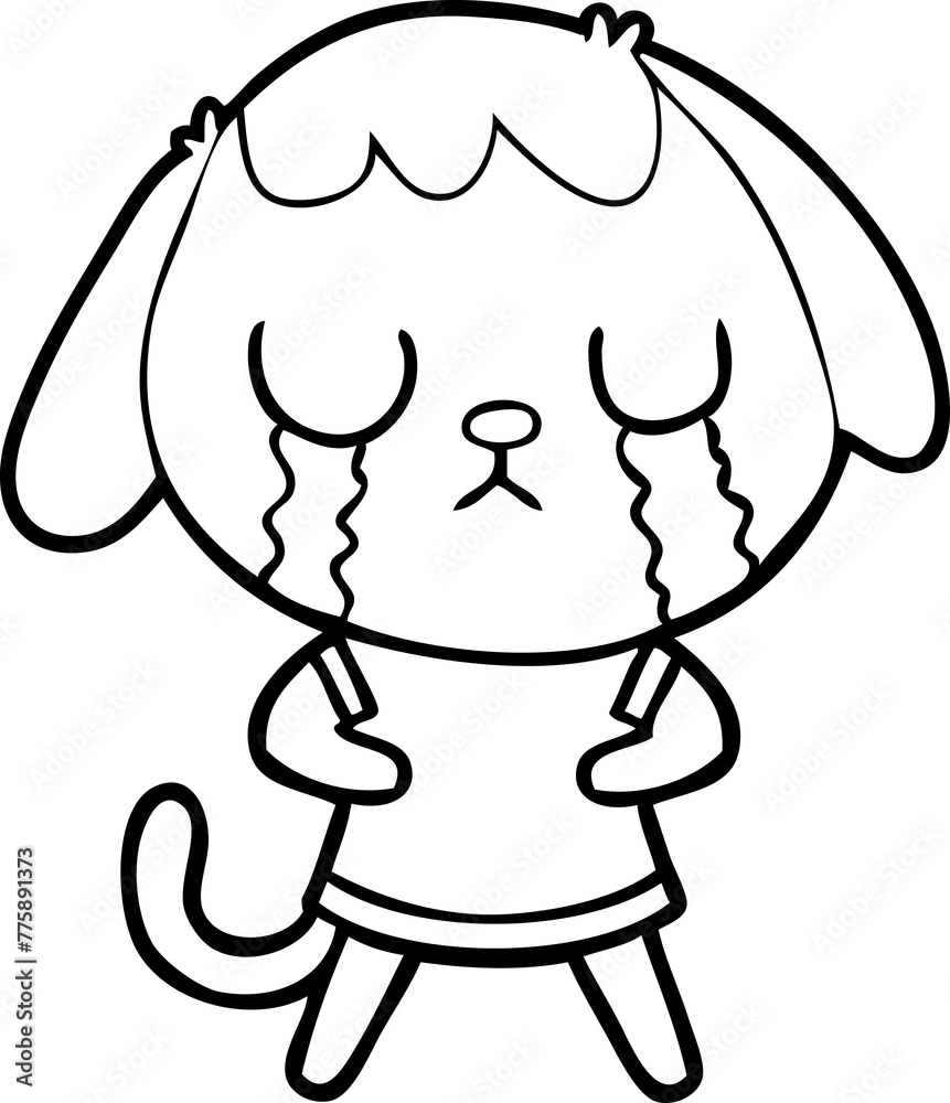 cute cartoon dog crying