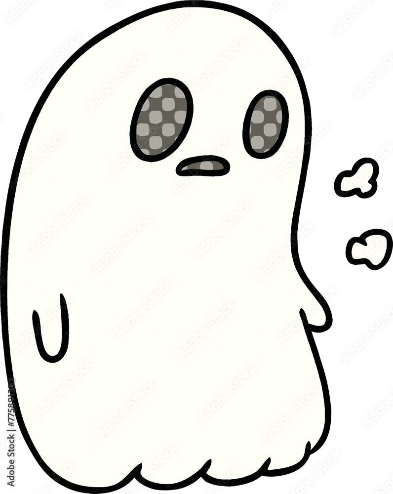cartoon illustration of a kawaii cute ghost cartoon illustration of a kawaii cute ghost