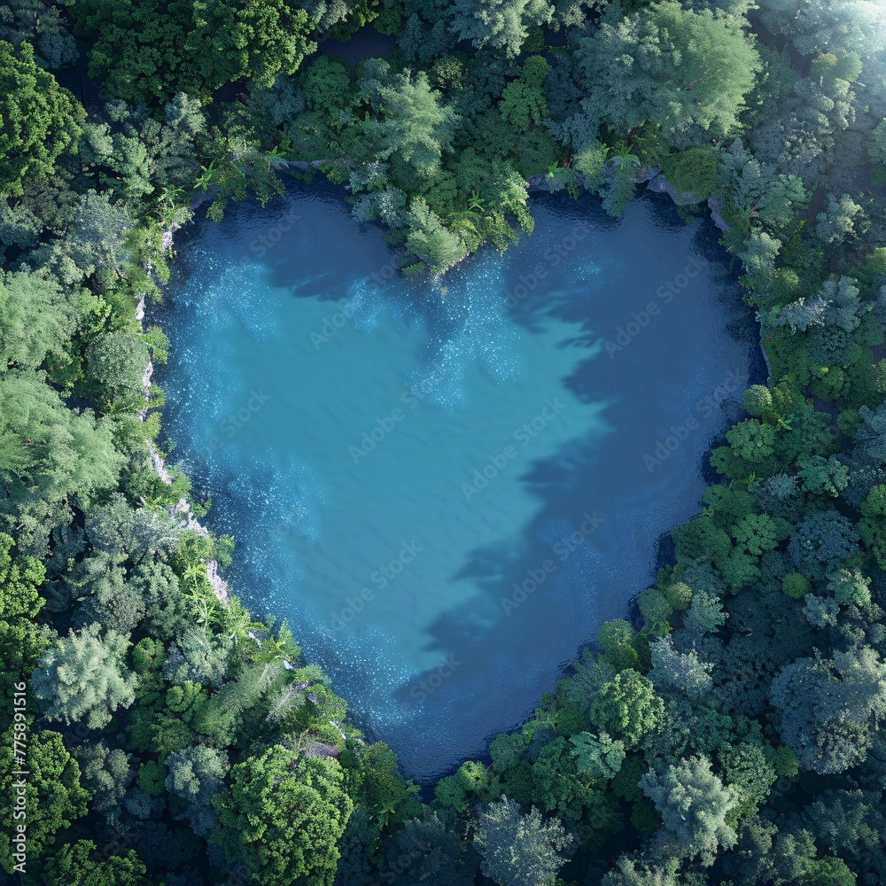 Earth day concept. Heart shape lake Earth day concept. Heart shape lake