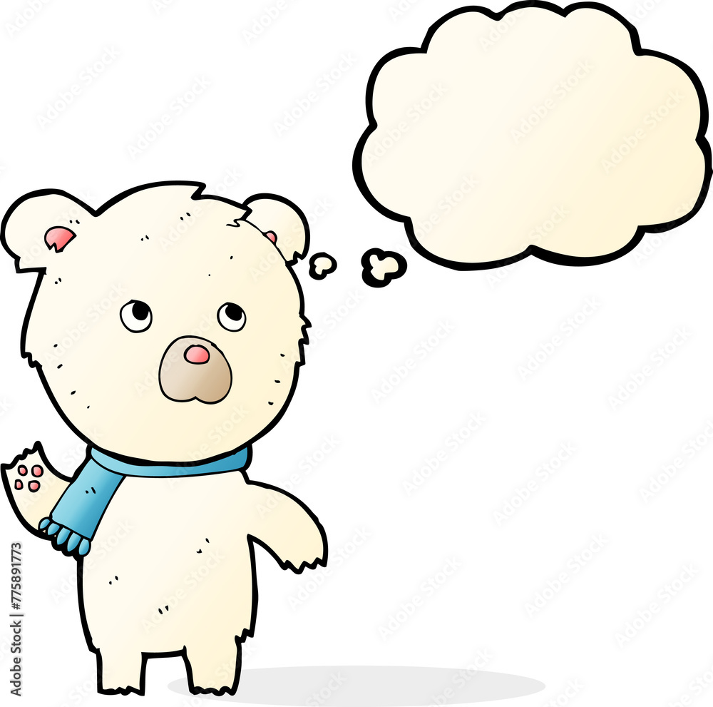 cartoon cute polar bear with thought bubble cartoon cute polar bear with thought bubble