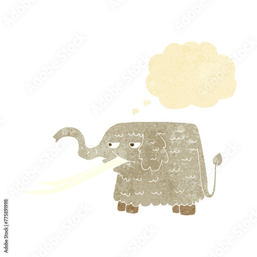 cartoon woolly mammoth with thought bubble photo