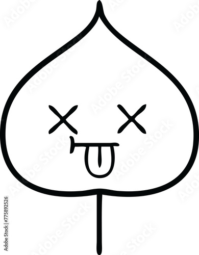 line drawing cartoon of a expressional leaf photo