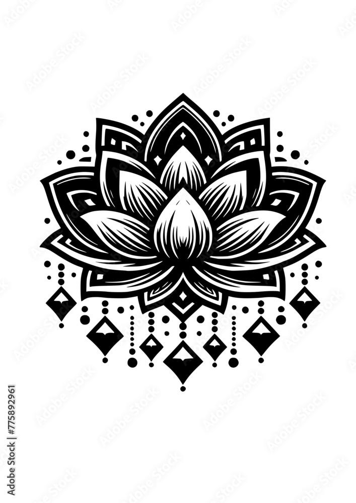 Lotus SVG, Lotus Mandala, Lotus Clipart, Flower SVG, Lotus Cut file for cricut, Lotus Silhouette