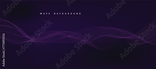 Purple background with flowing wave lines. Futuristic technology concept. Vector illustration

