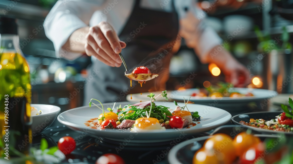 Gourmet Cuisine, An intimate glimpse into the craft of fine dining preparation. Gourmet Cuisine, An intimate glimpse into the craft of fine dining preparation.