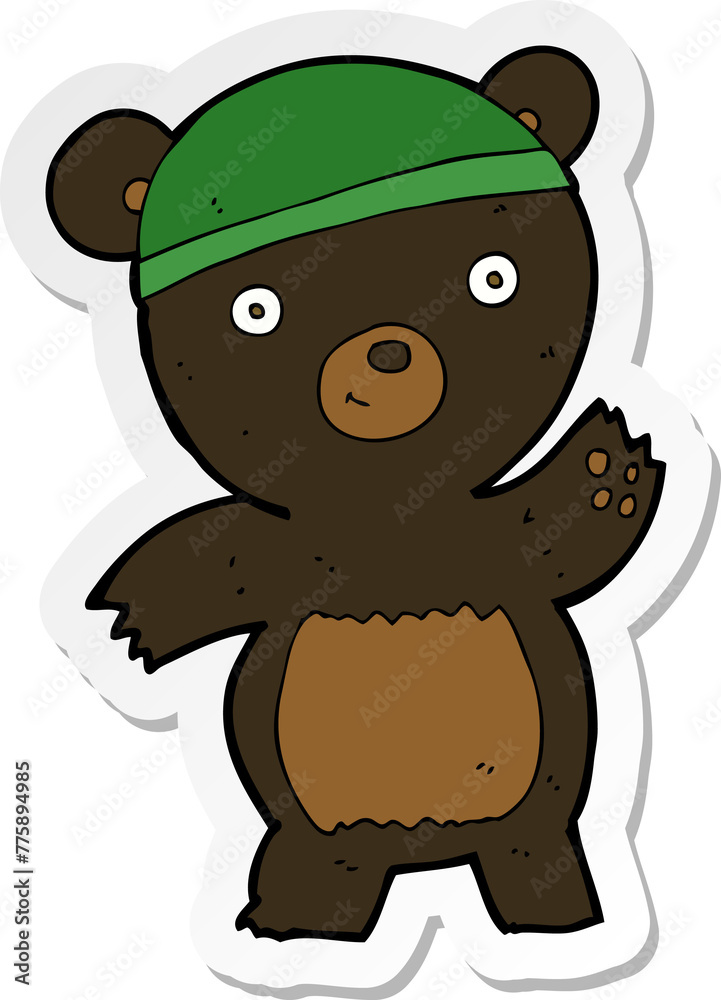 sticker of a cute cartoon black bear sticker of a cute cartoon black bear