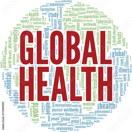 Global Health word cloud conceptual design isolated on white background.