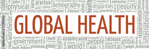Global Health word cloud conceptual design isolated on white background.