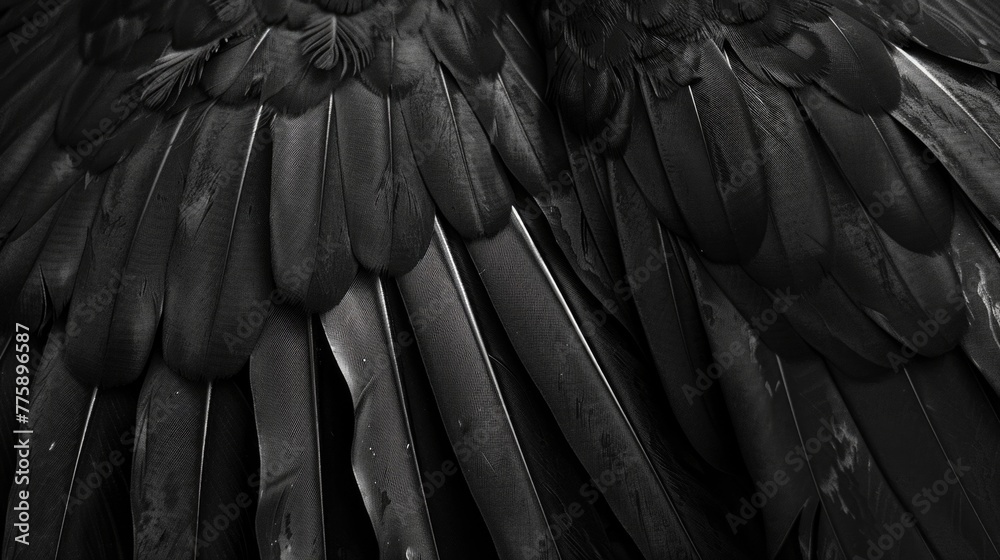 Detailed black and white photo of bird feathers. Suitable for various projects