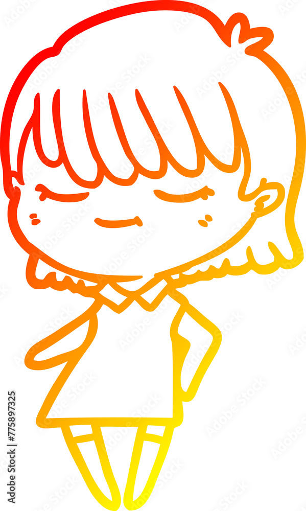 warm gradient line drawing of a cartoon woman warm gradient line drawing of a cartoon woman