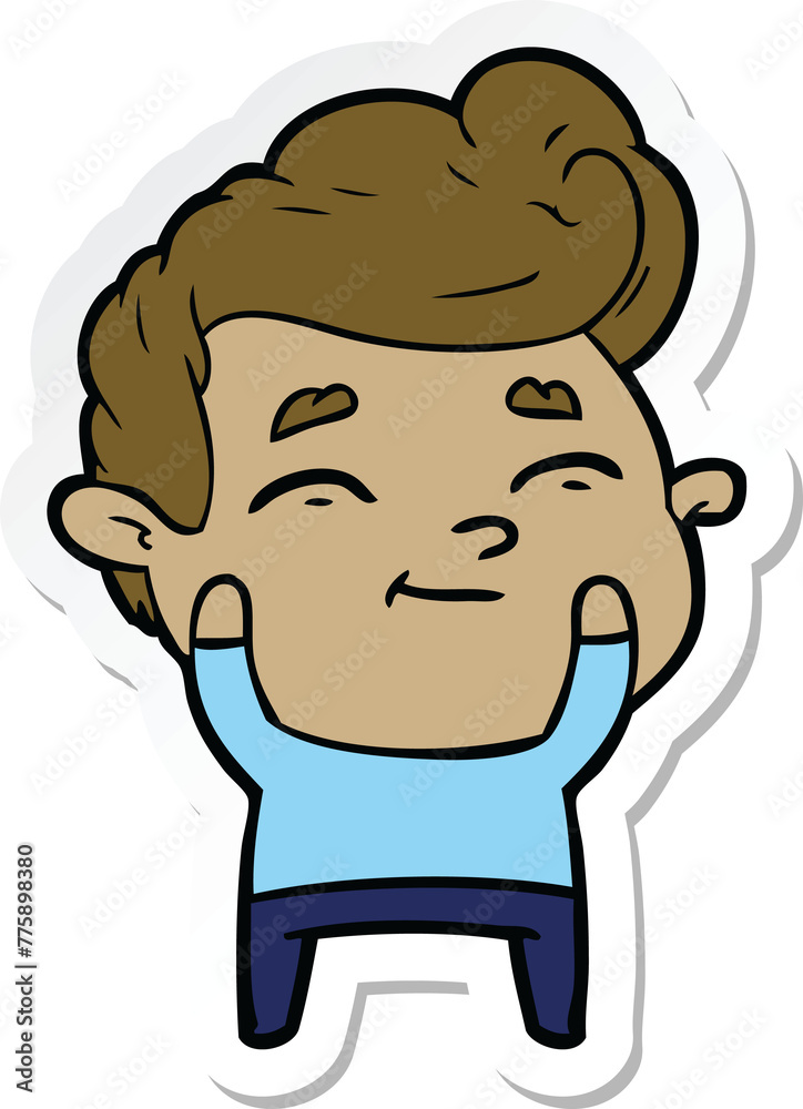 sticker of a happy cartoon man sticker of a happy cartoon man