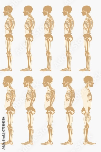 Detailed images of a human skeleton, suitable for educational purposes