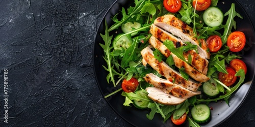 Fresh and healthy chicken salad plate, perfect for food blogs or restaurant menus